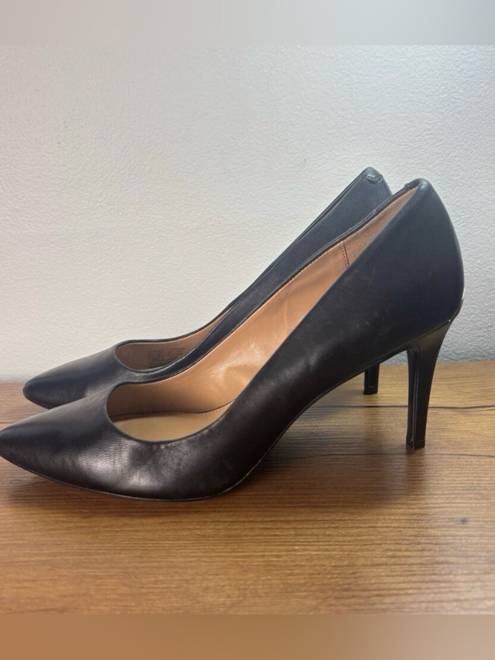 Calvin Klein Kirsten Nappa Black 8.5 M Leather High Heel  Pointed Toe